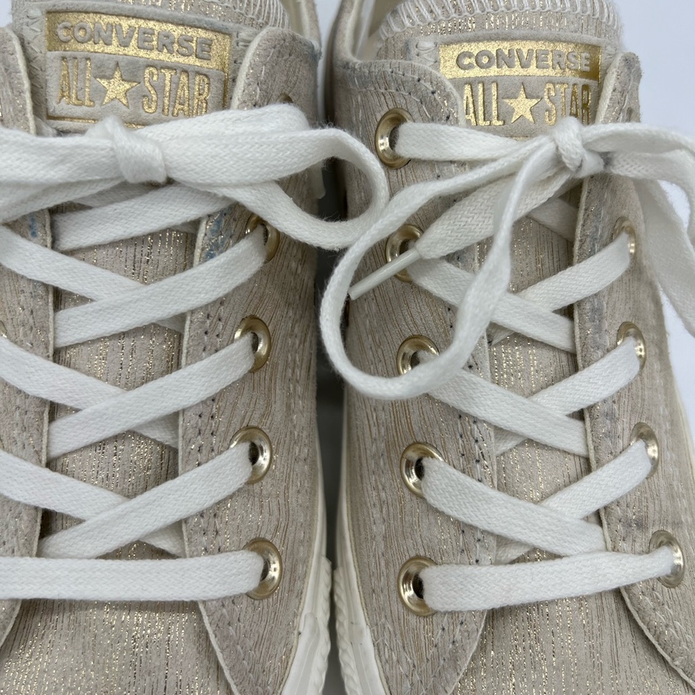 CONVERSE All Star Low Top Chic Gold Shimmer Canvas Sneakers Casual Sneakers - Picture 15 of 15
